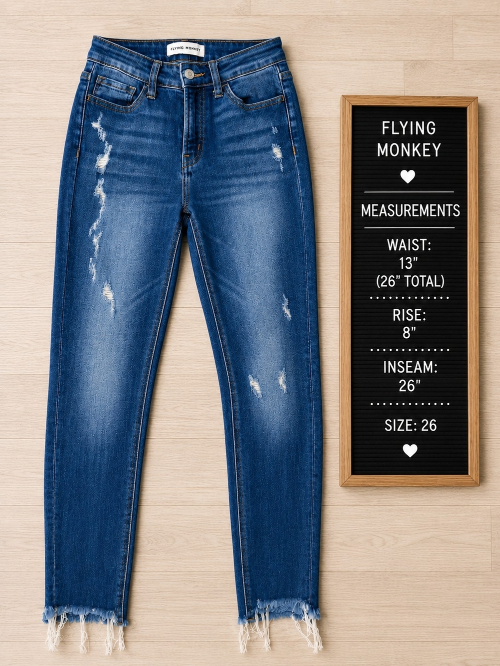 Flying Monkey Women's Distressed Blue High-Rise Jeans